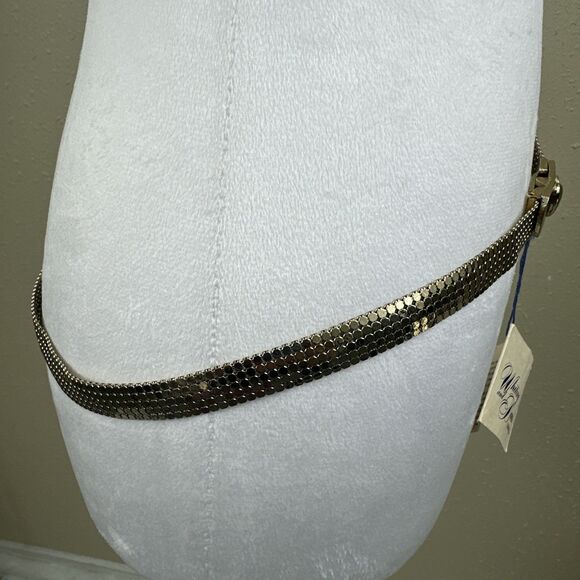 Vintage Whiting & Davis Gold Mesh Retro Disco Thin Belt Size Small/Medium 32”